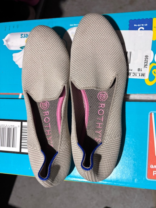 Rothy's Shoes - Rothy's Women's Light Beige Knit Slip-On Flats with Pink Insole Trim